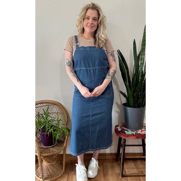 90’s Denim Jumper Dress size Large - Picture 2 of 9